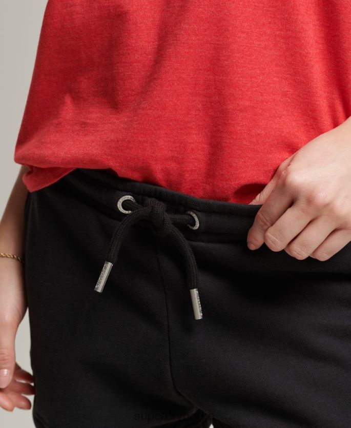 Superdry svart klær 86P46D3150 jerseyshorts med vintage logo i økologisk bomull kvinner