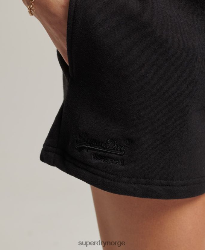 Superdry svart klær 86P46D3150 jerseyshorts med vintage logo i økologisk bomull kvinner