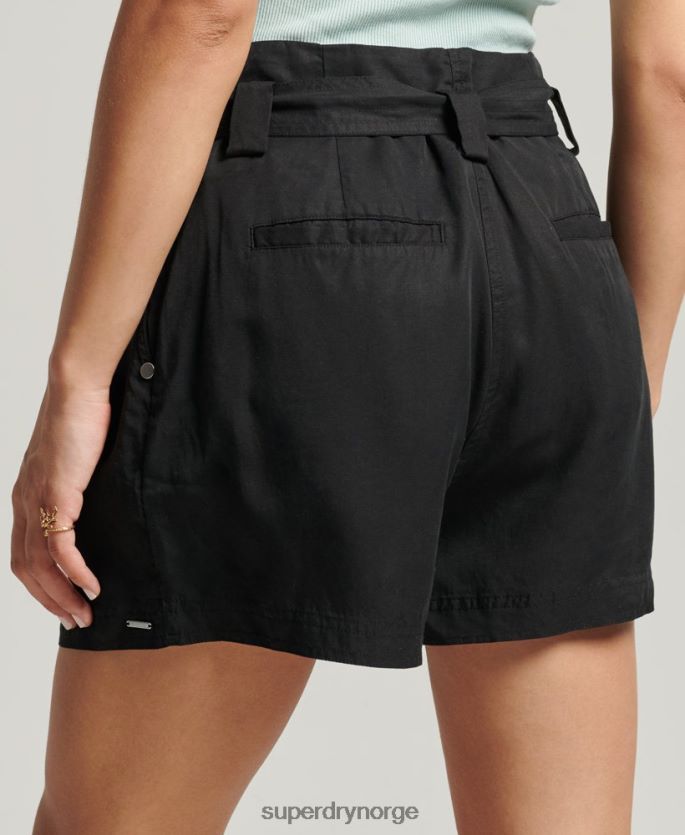Superdry svart klær 86P46D3154 ørken paperbag shorts kvinner