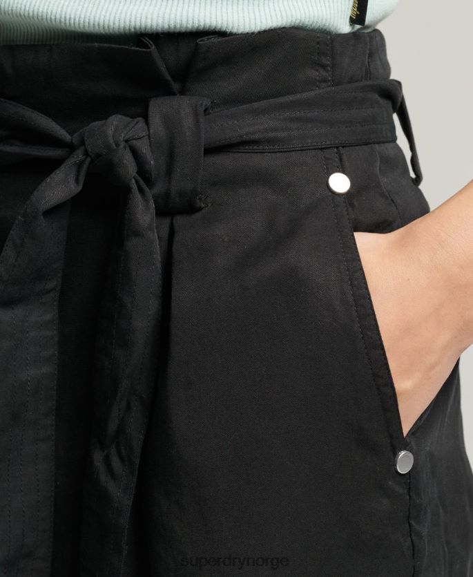 Superdry svart klær 86P46D3154 ørken paperbag shorts kvinner