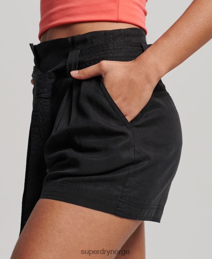 Superdry svart klær 86P46D3164 paperbag shorts kvinner