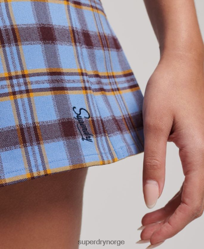 Superdry blå klær 86P46D4114 1/2 rutete skjørt kvinner