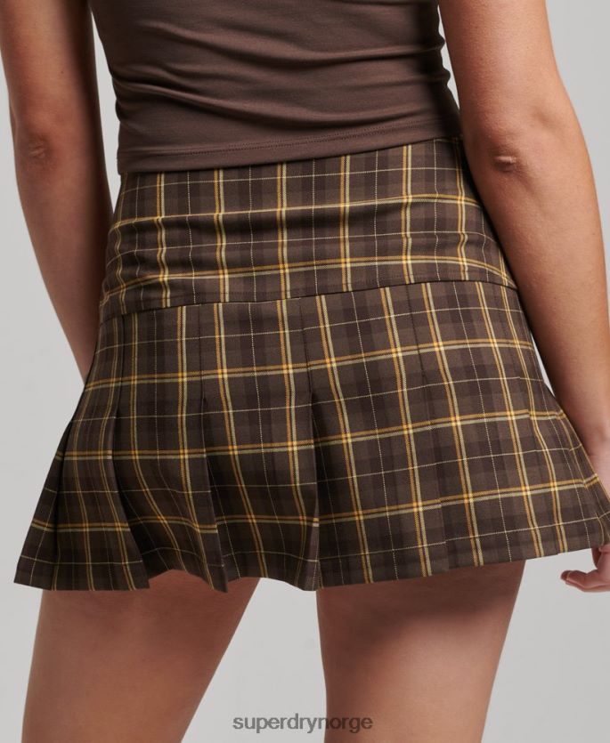 Superdry brun klær 86P46D4124 1/2 rutete skjørt kvinner