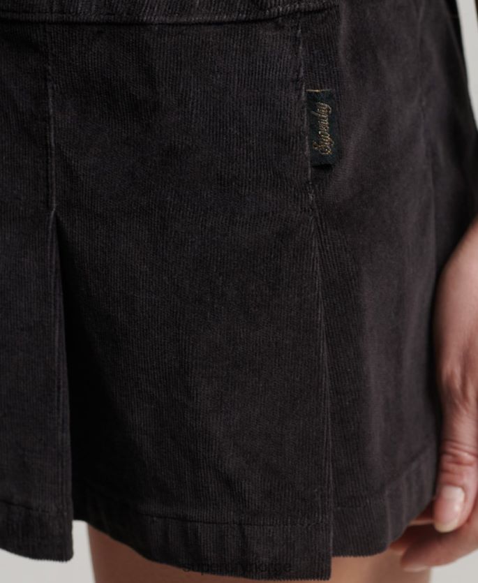 Superdry brun klær 86P46D4147 vintage ledningsfoldet miniskjørt kvinner