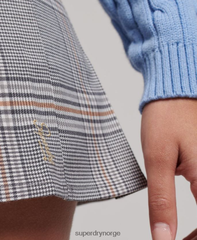 Superdry grå klær 86P46D4146 1/2 rutete skjørt kvinner