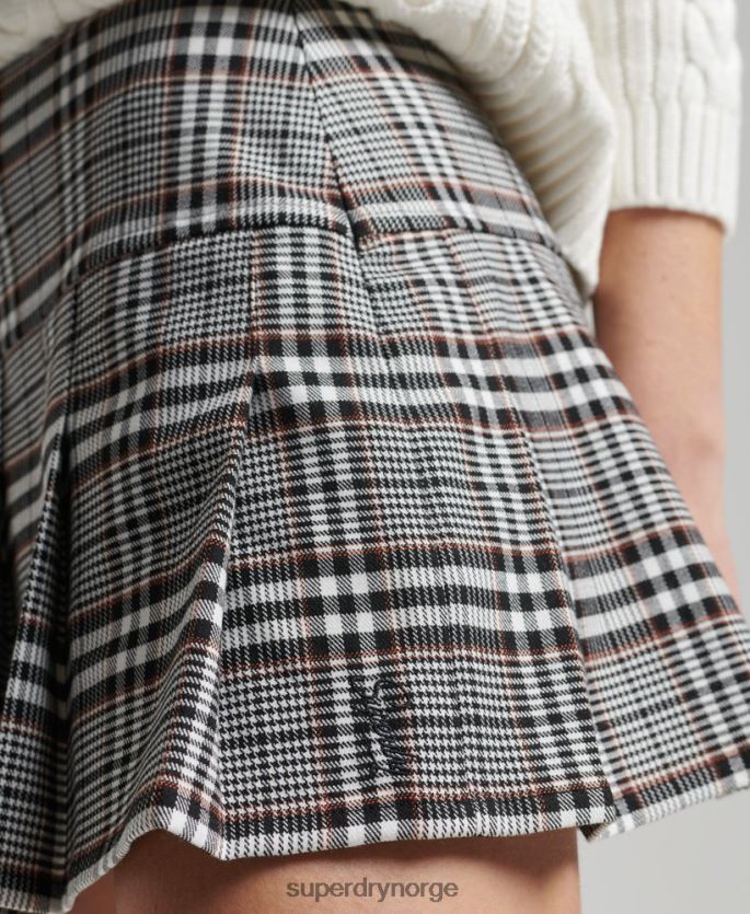 Superdry grå klær 86P46D4161 vintage miniskjørt med plissert tweed kvinner