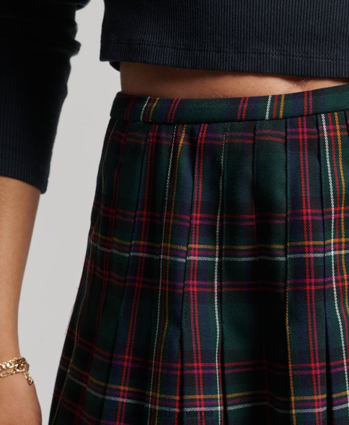 Superdry grønn klær 86P46D4150 sjekk miniskjørt kvinner