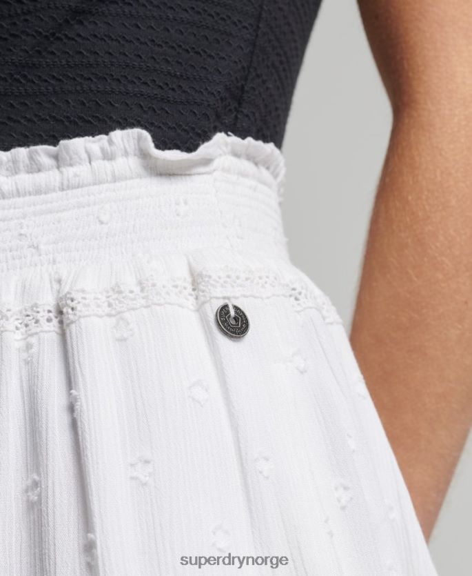 Superdry hvit klær 86P46D4133 vintage miniskjørt med blonder kvinner