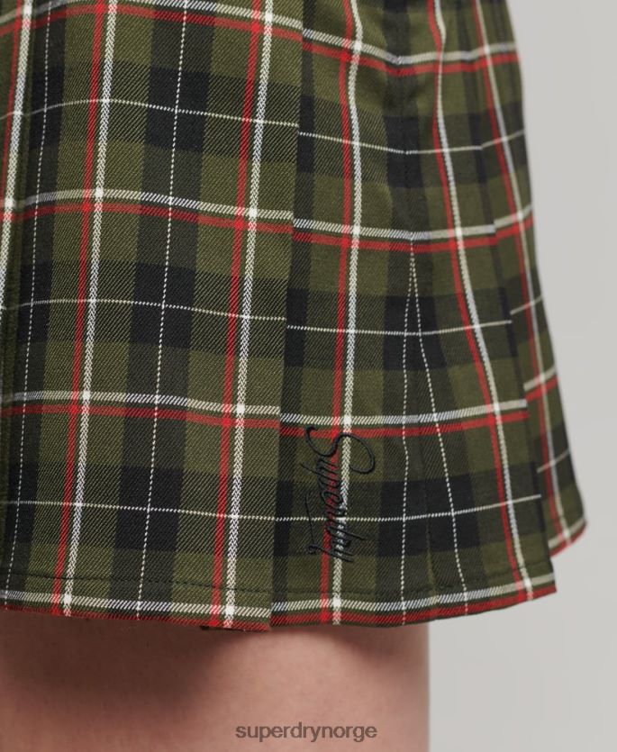 Superdry kaki klær 86P46D4160 vintage miniskjørt med plissert tweed kvinner