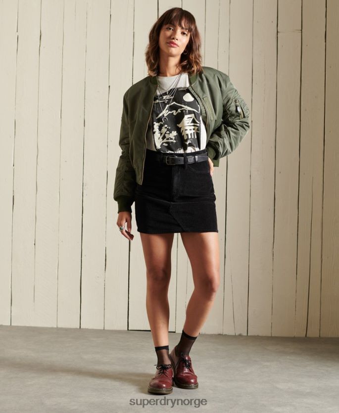 Superdry mørk grå klær 86P46D6709 ledning miniskjørt kvinner