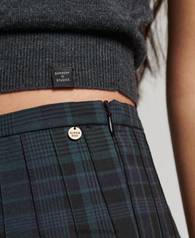 Superdry marinen klær 86P46D4156 rutete plissert miniskjørt kvinner