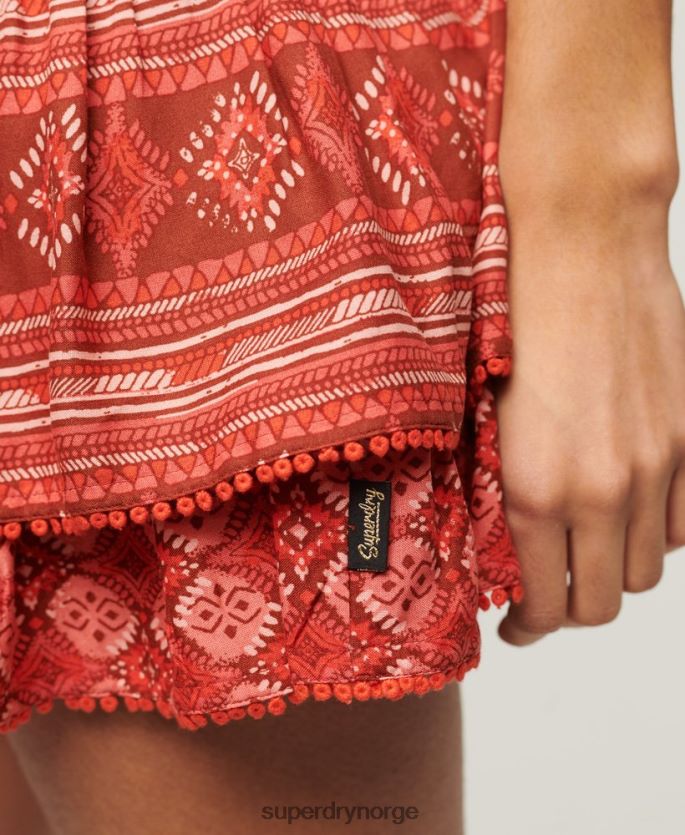 Superdry rød klær 86P46D4116 vintage lagdelt miniskjørt kvinner