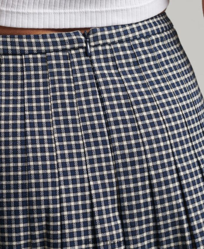 Superdry rød klær 86P46D4148 vintage plissert miniskjørt kvinner