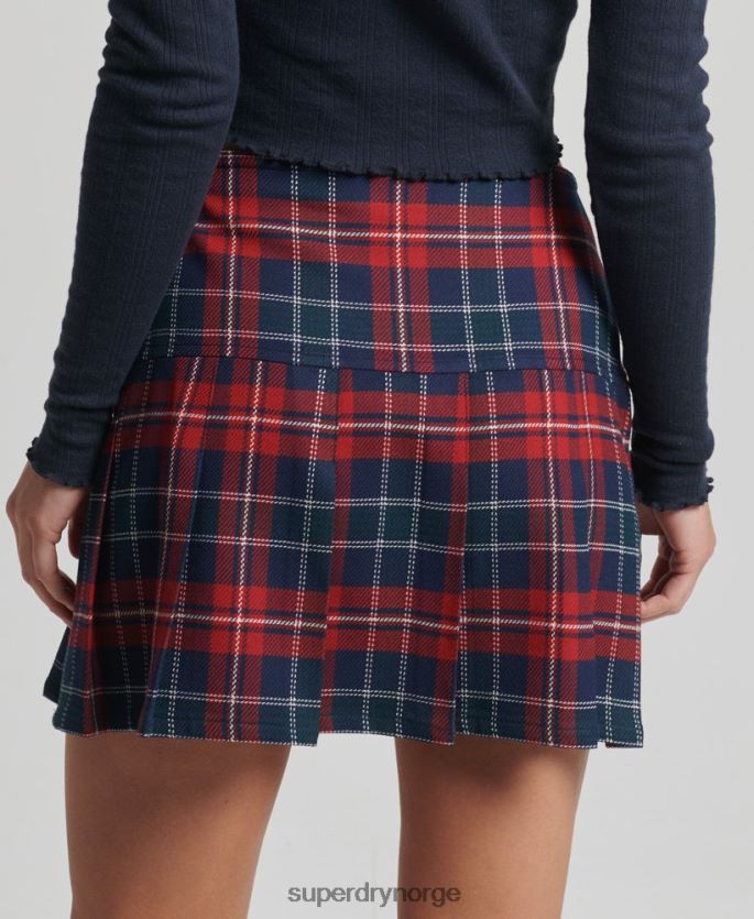 Superdry rød klær 86P46D4153 vintage miniskjørt med plissert tweed kvinner