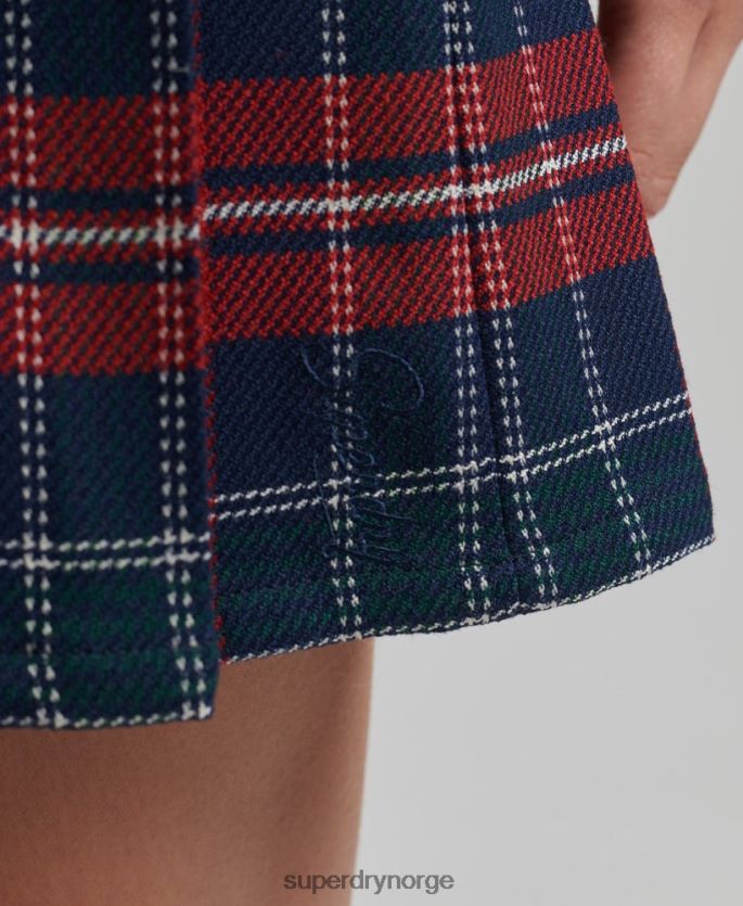 Superdry rød klær 86P46D4153 vintage miniskjørt med plissert tweed kvinner