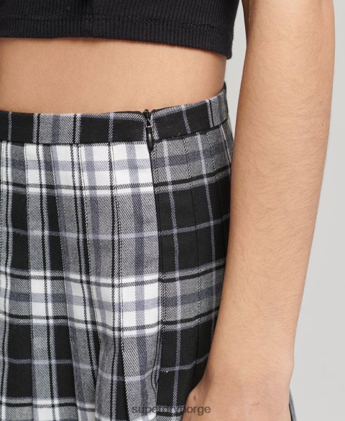 Superdry svart klær 86P46D4151 rutete plissert miniskjørt kvinner
