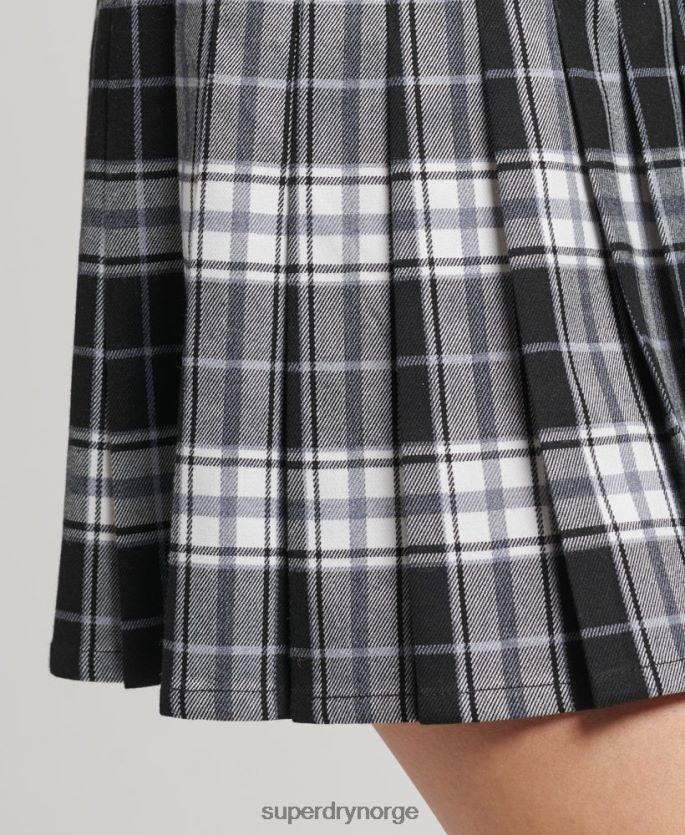 Superdry svart klær 86P46D4151 rutete plissert miniskjørt kvinner