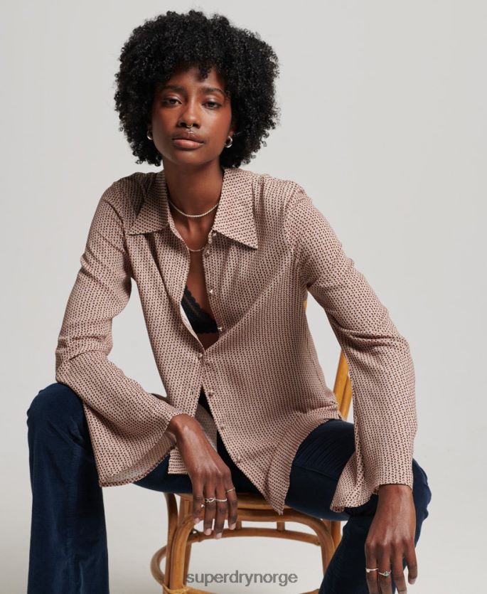 Superdry beige klær 86P46D2955 studios syttitallsskjorte kvinner