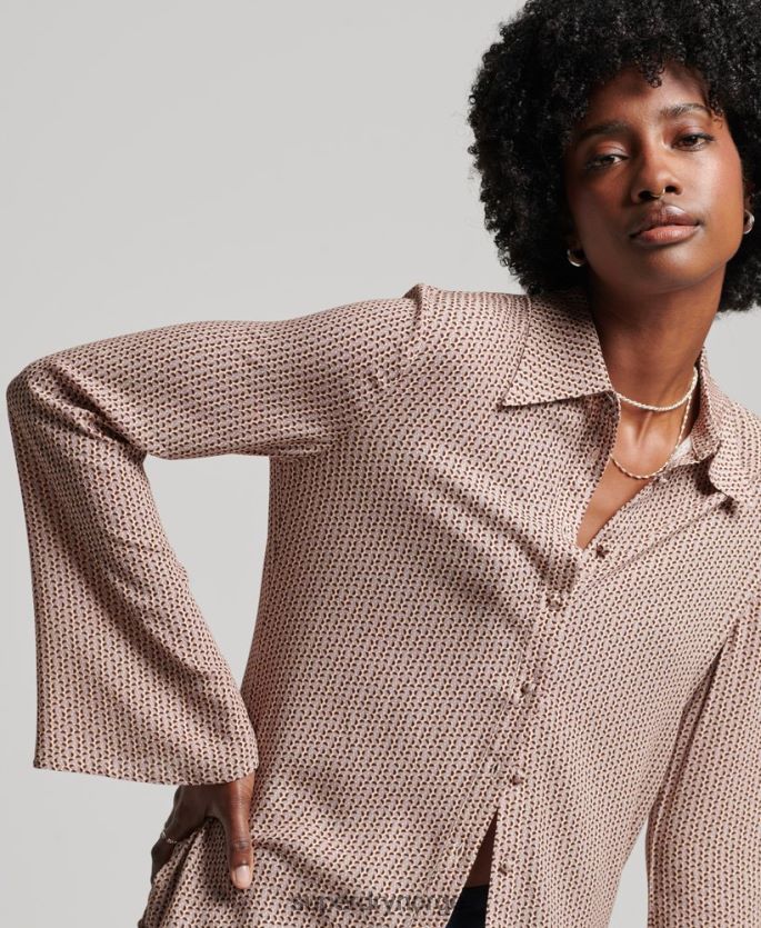 Superdry beige klær 86P46D2955 studios syttitallsskjorte kvinner