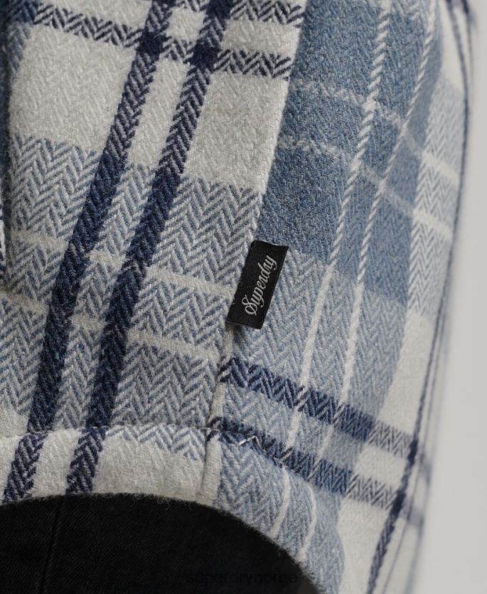 Superdry blå klær 86P46D2898 borg flanell rutete overskjorte kvinner