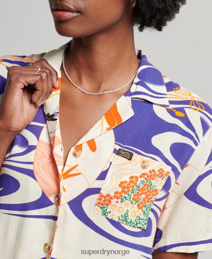 Superdry blå klær 86P46D2904 beach resort skjorte kvinner