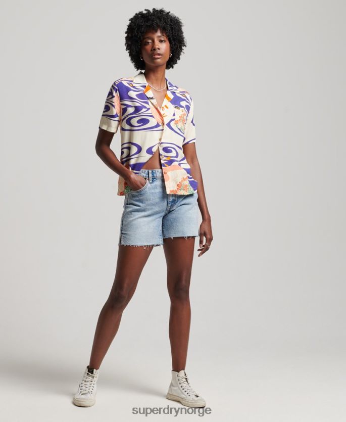 Superdry blå klær 86P46D2904 beach resort skjorte kvinner