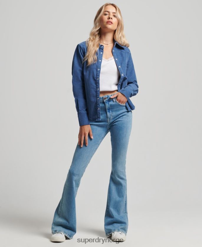 Superdry blå klær 86P46D3011 cord westernskjorte kvinner