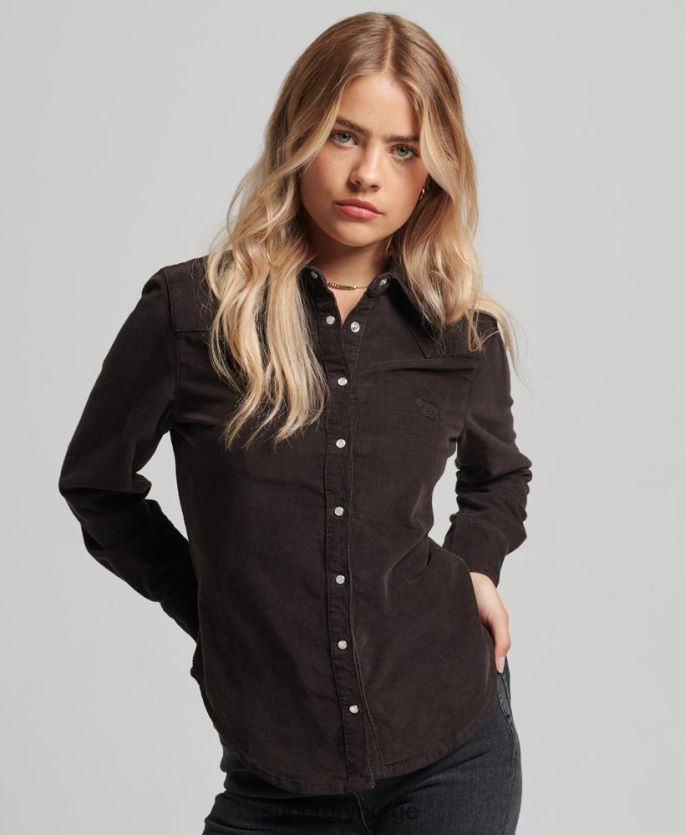 Superdry brun klær 86P46D3015 cord westernskjorte kvinner