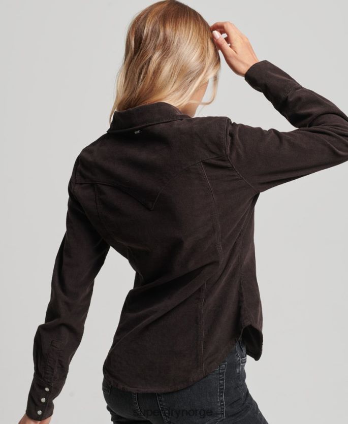 Superdry brun klær 86P46D3015 cord westernskjorte kvinner