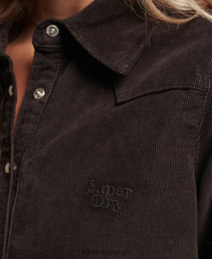 Superdry brun klær 86P46D3015 cord westernskjorte kvinner