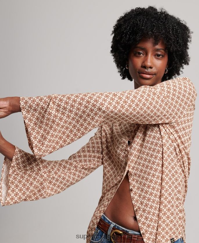 Superdry brun klær 86P46D3019 studios syttitallsskjorte kvinner