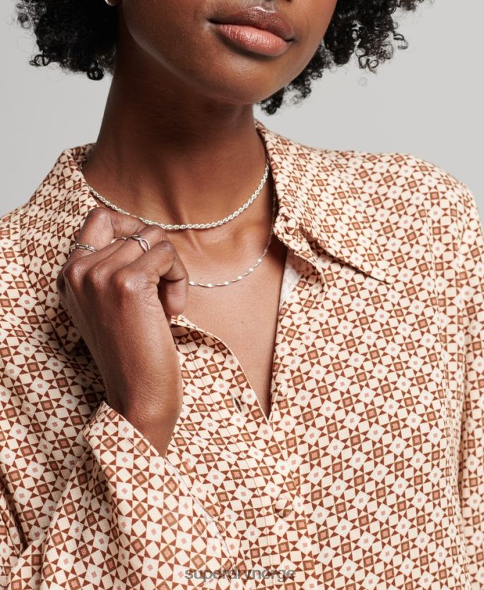 Superdry brun klær 86P46D3019 studios syttitallsskjorte kvinner