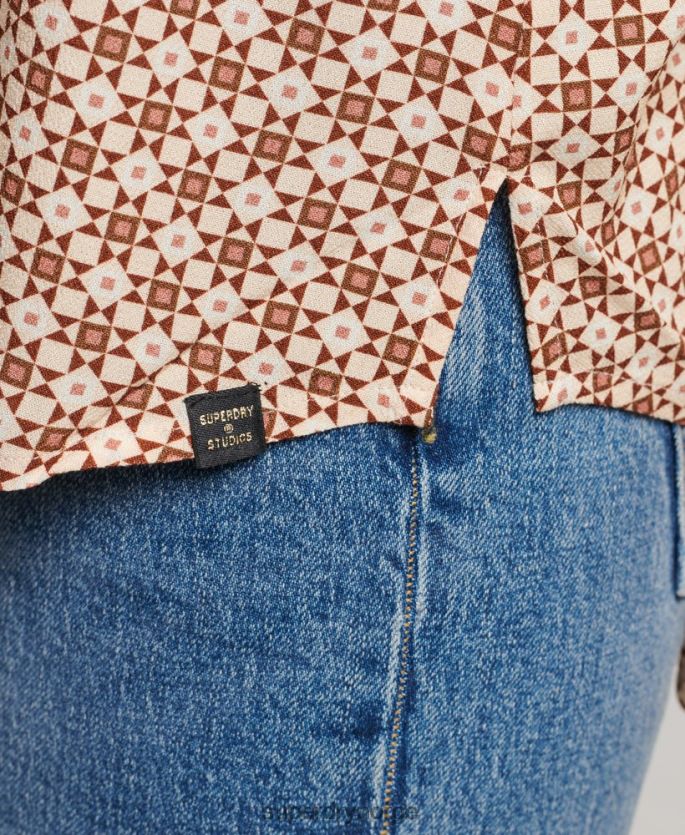 Superdry brun klær 86P46D3019 studios syttitallsskjorte kvinner