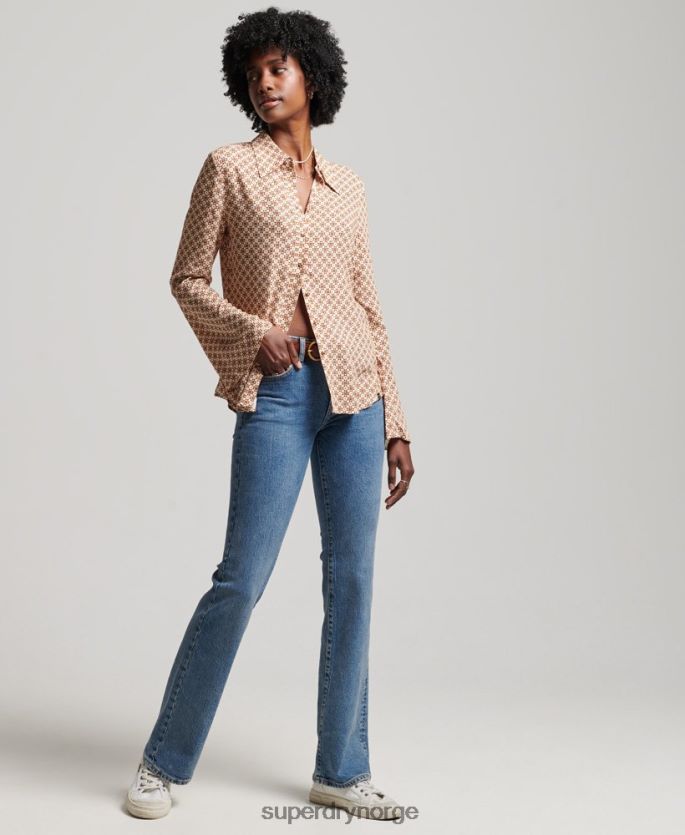 Superdry brun klær 86P46D3019 studios syttitallsskjorte kvinner