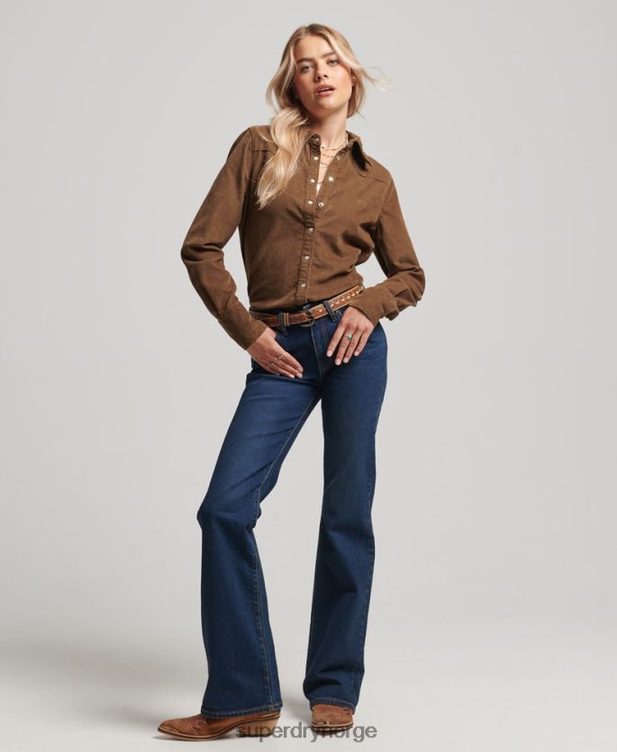 Superdry brun klær 86P46D3038 cord westernskjorte kvinner