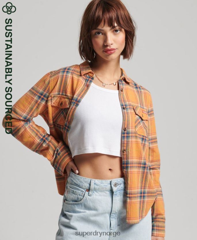 Superdry gul klær 86P46D3033 klassisk tømmerhoggerskjorte i økologisk bomull kvinner