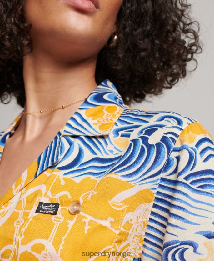 Superdry gull klær 86P46D2880 beach resort skjorte kvinner