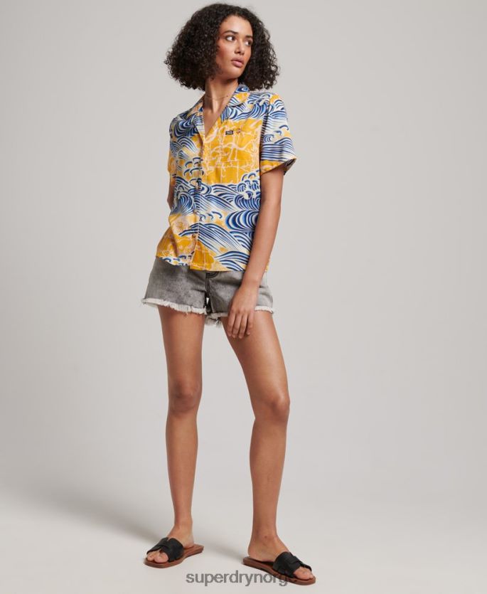 Superdry gull klær 86P46D2880 beach resort skjorte kvinner