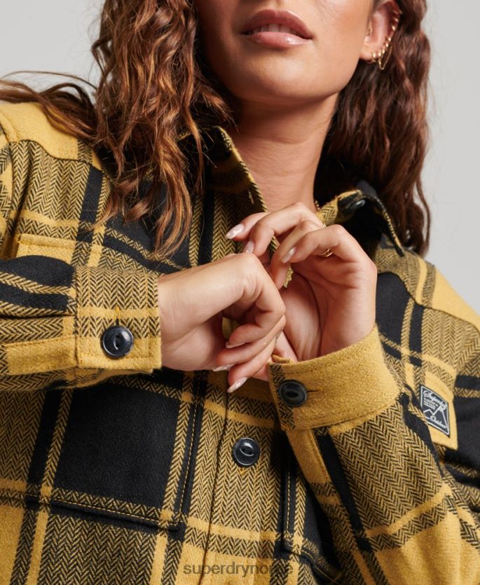 Superdry gull klær 86P46D2927 borg flanell rutete overskjorte kvinner