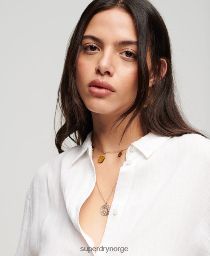Superdry hvit klær 86P46D1969 uformell kjæresteskjorte i lin kvinner