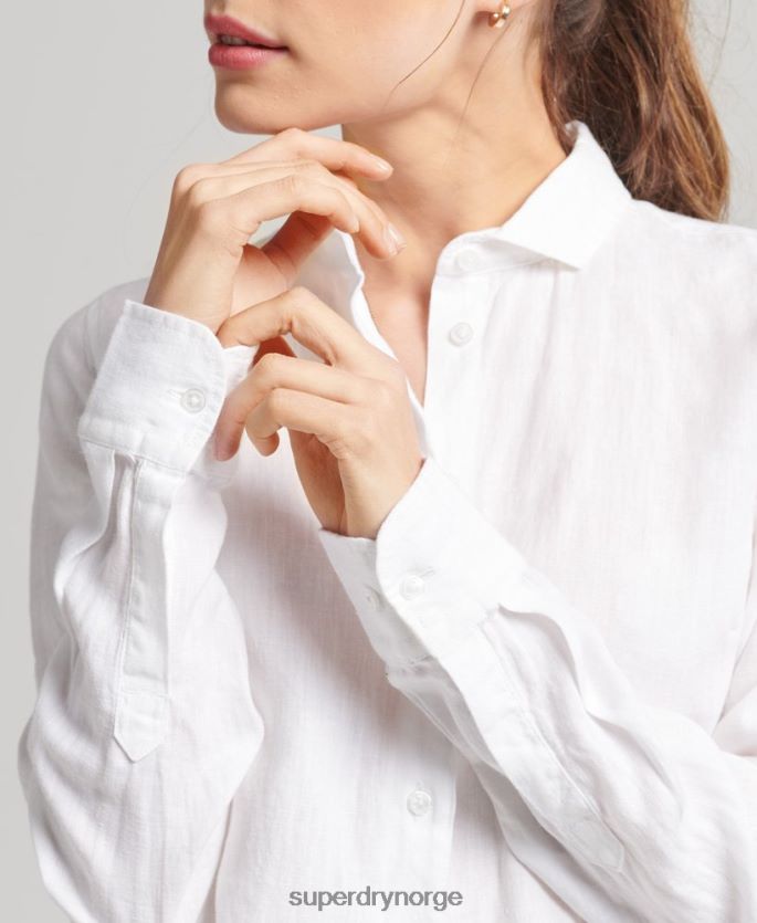 Superdry hvit klær 86P46D6516 studios langermet skjorte i lin kvinner