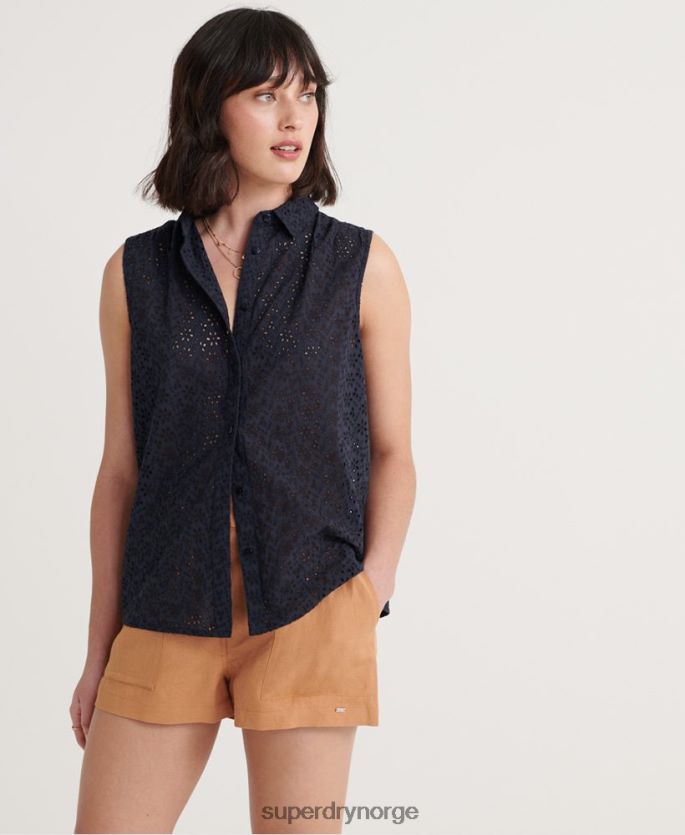 Superdry marinen klær 86P46D3074 tilly broderie skjorte kvinner