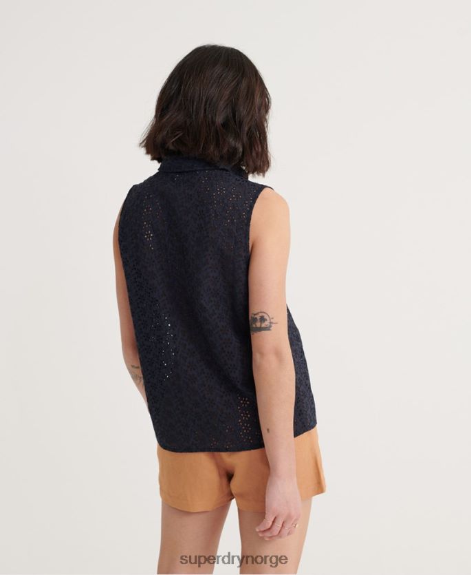 Superdry marinen klær 86P46D3074 tilly broderie skjorte kvinner