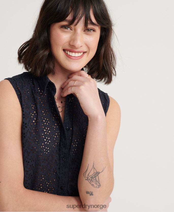 Superdry marinen klær 86P46D3074 tilly broderie skjorte kvinner