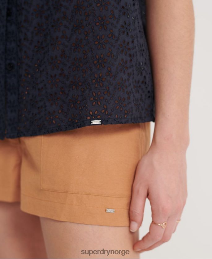 Superdry marinen klær 86P46D3074 tilly broderie skjorte kvinner