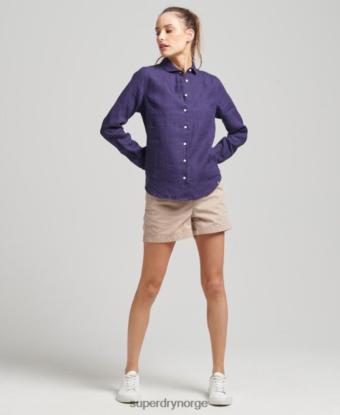 Superdry marinen klær 86P46D6513 studios langermet skjorte i lin kvinner