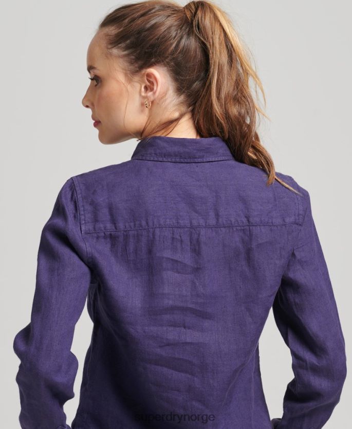 Superdry marinen klær 86P46D6513 studios langermet skjorte i lin kvinner
