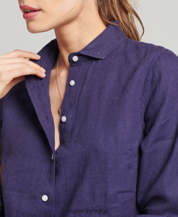 Superdry marinen klær 86P46D6513 studios langermet skjorte i lin kvinner
