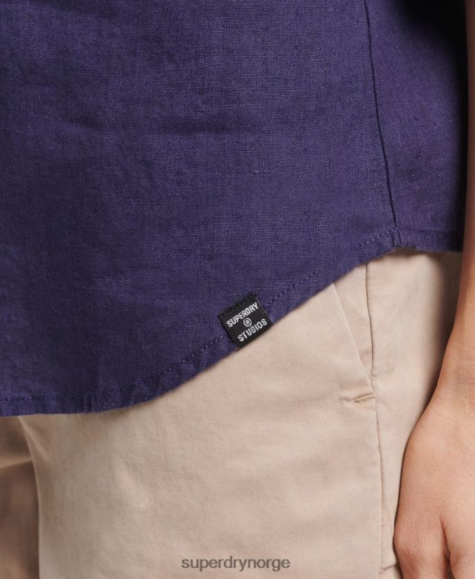 Superdry marinen klær 86P46D6513 studios langermet skjorte i lin kvinner