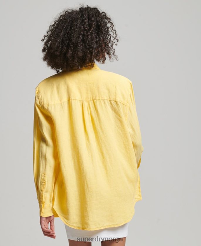 Superdry oransje klær 86P46D2256 uformell kjæresteskjorte i lin kvinner